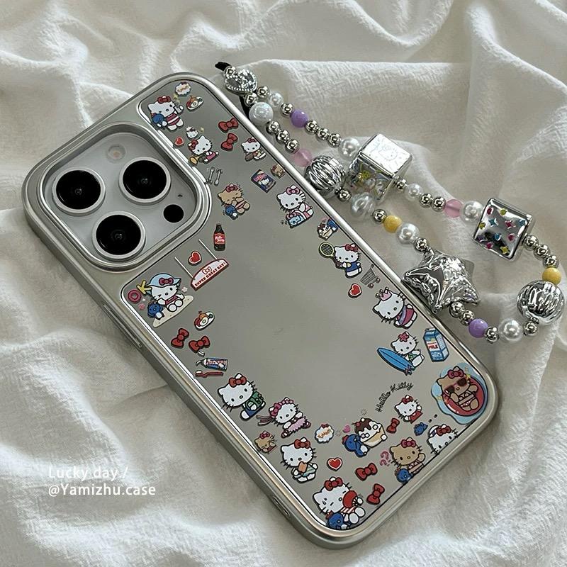 SILVER HELLO KITTY IPHONE CASE WITH CHARM S0333