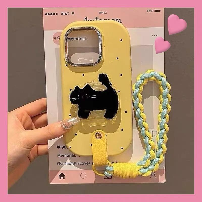 YELLOW CAT IPHONE CASE WITH HOLDER S0341