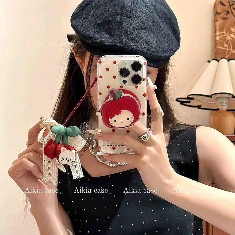 RED POLKA ROMANTIC IPHONE CASE WITH HOLDER S0342