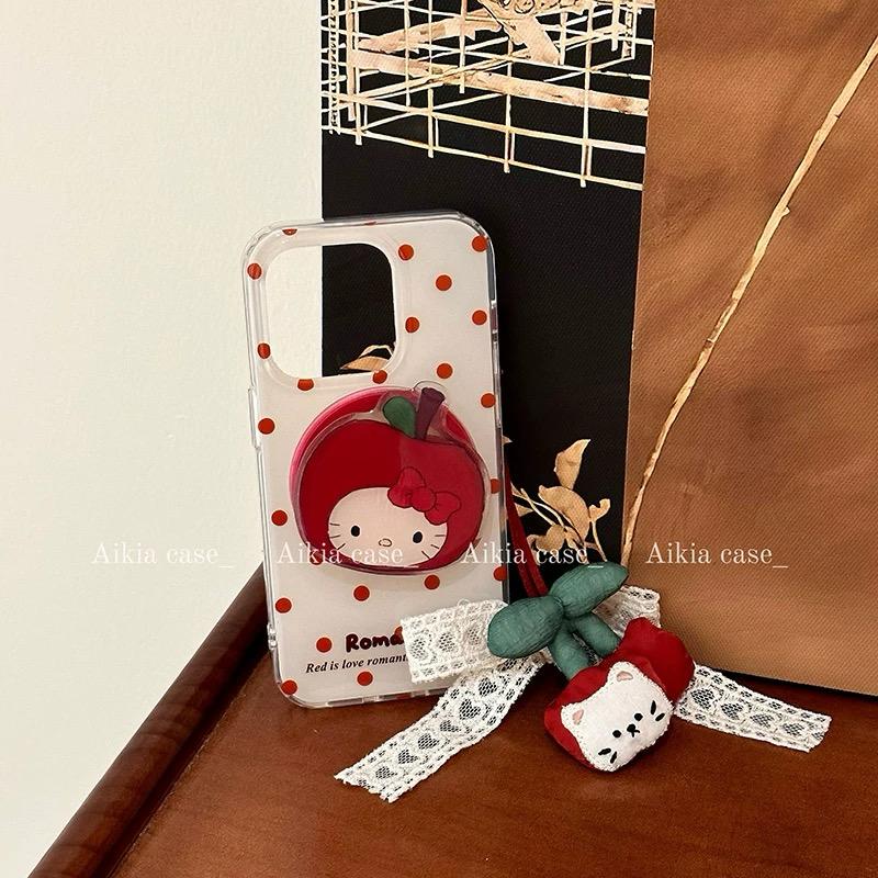 RED POLKA ROMANTIC IPHONE CASE WITH HOLDER S0342