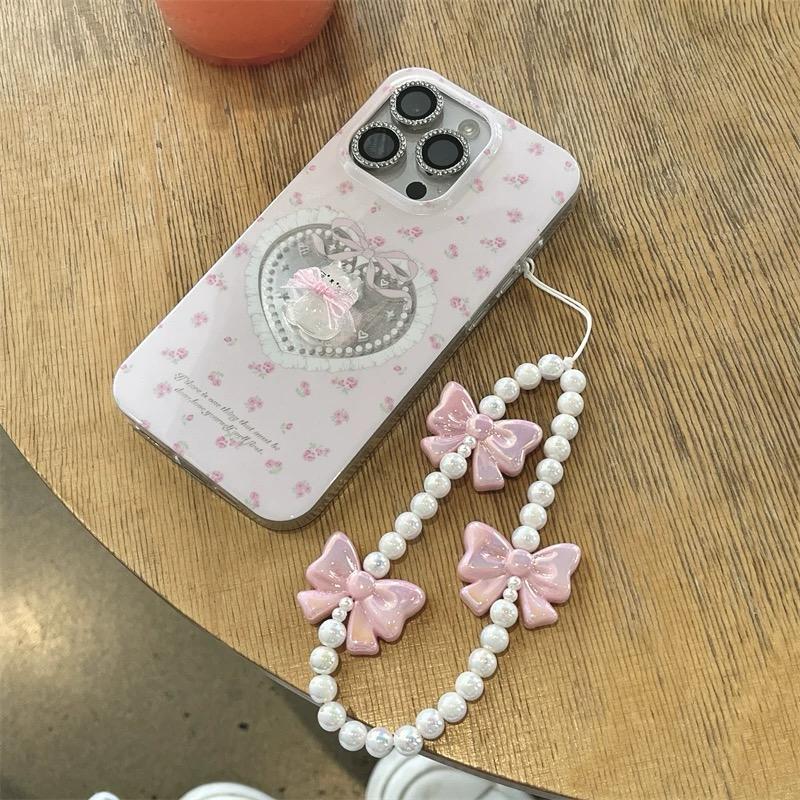 LACE HEART KITTY IPHONE CASE WITH CHARM S0325
