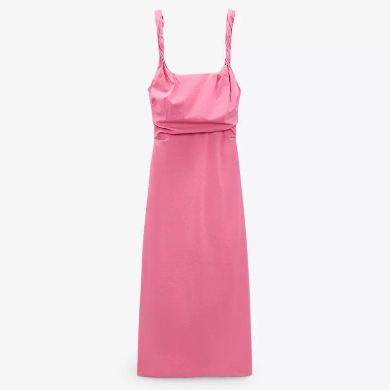Pink sleeveless midi dress
