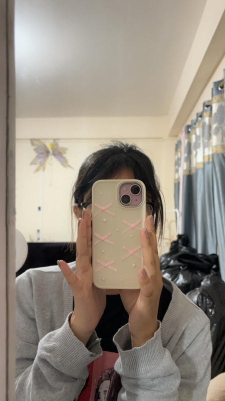 Review 2 photo for white pearl&bowknot + FREE CHARMS W1