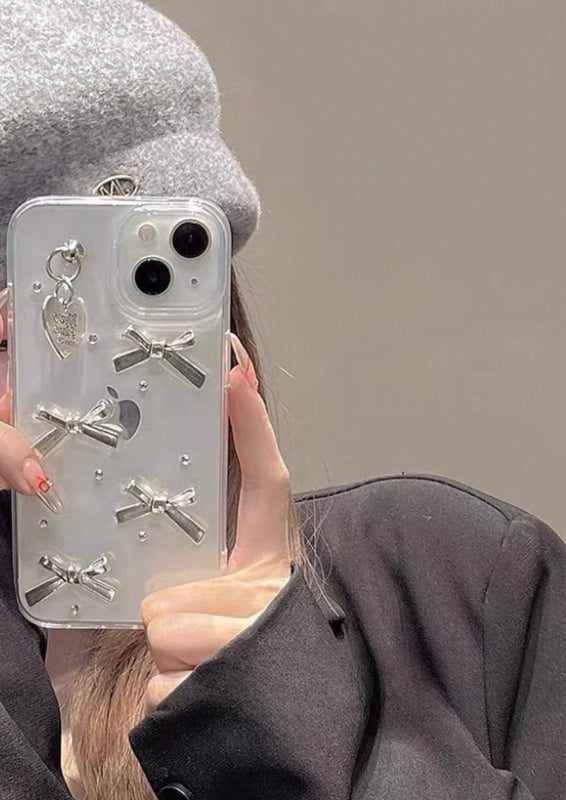 Review 2 photo for TRANSPARENT SILVER BOWKNOT IPHONE CASE S0345