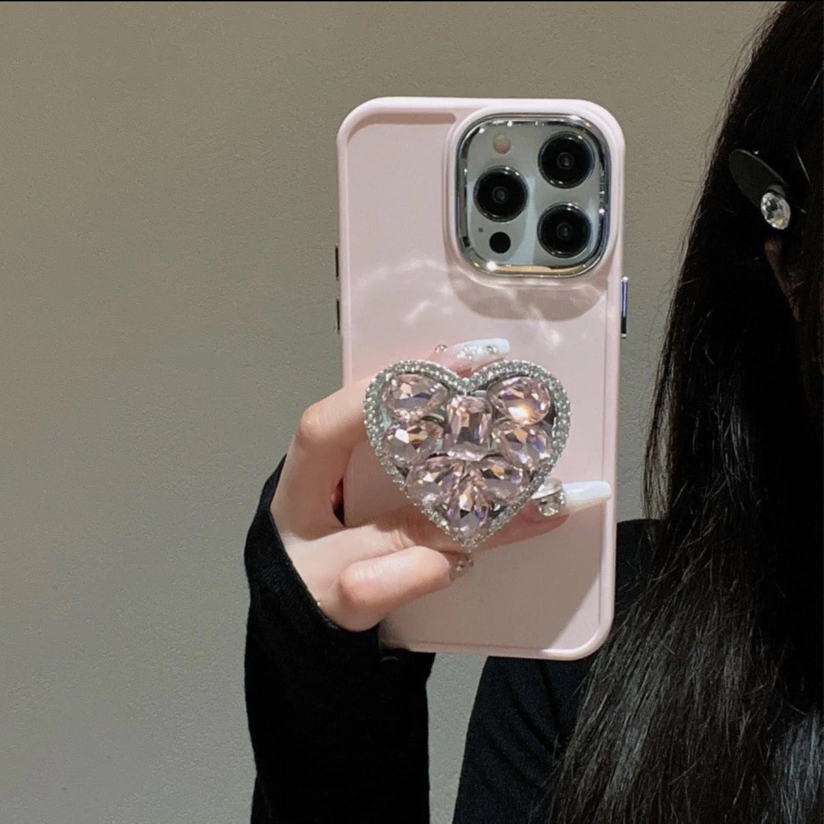 Pink Heart pearl iPhone case