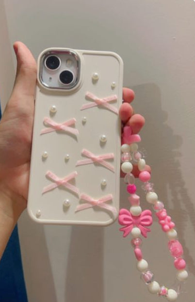 Review 1 photo for white pearl&bowknot + FREE CHARMS W1