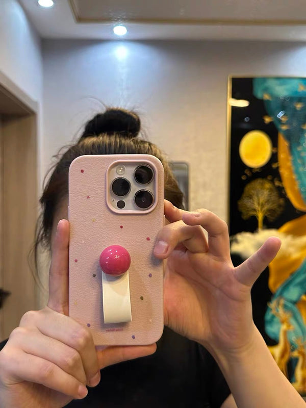 Review 3 photo for PINK POLKA IPHONE CASE WITH HOLDER S0343