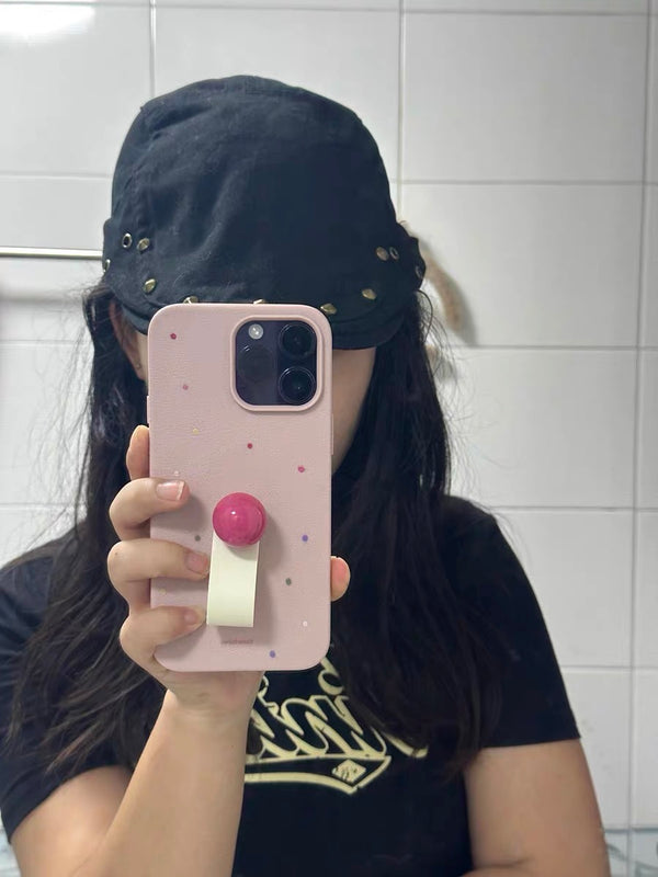 Review 2 photo for PINK POLKA IPHONE CASE WITH HOLDER S0343