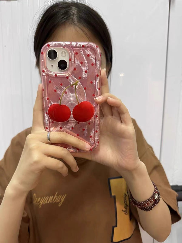 Review 3 photo for CHERRY RED IPHONE CASE WITH HOLDER S0336