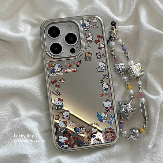 SILVER HELLO KITTY IPHONE CASE WITH CHARM S0333