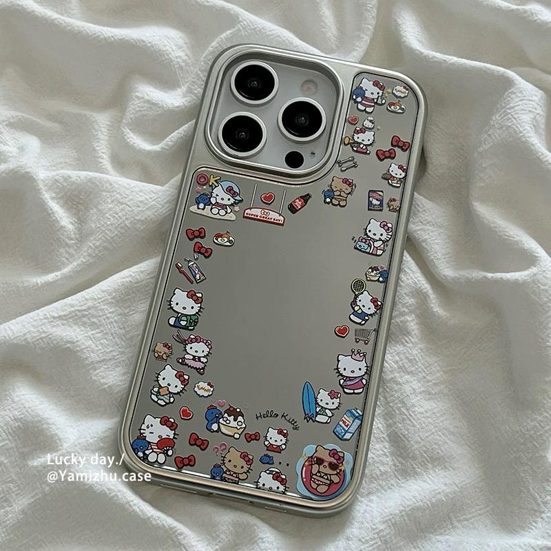 SILVER HELLO KITTY IPHONE CASE WITH CHARM S0333