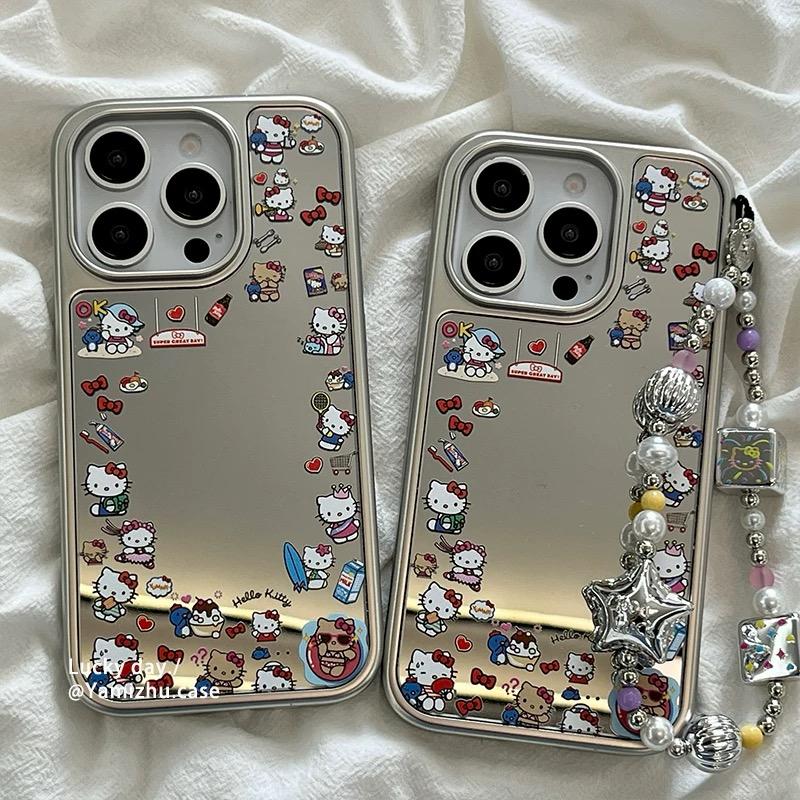 SILVER HELLO KITTY IPHONE CASE WITH CHARM S0333
