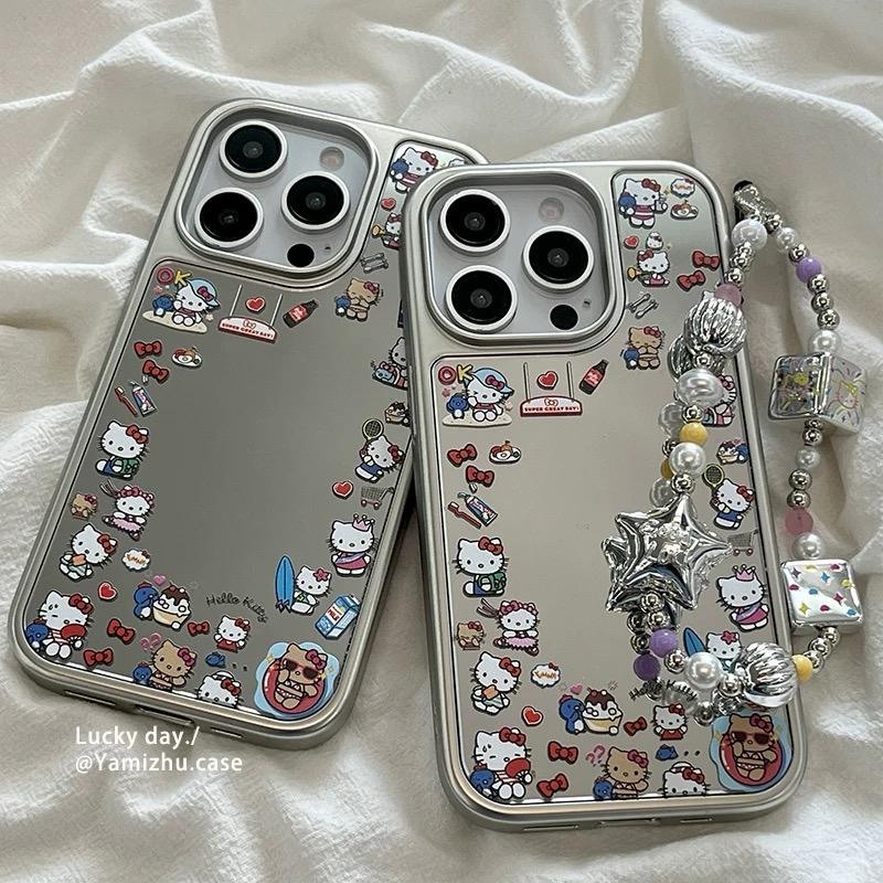 SILVER HELLO KITTY IPHONE CASE WITH CHARM S0333