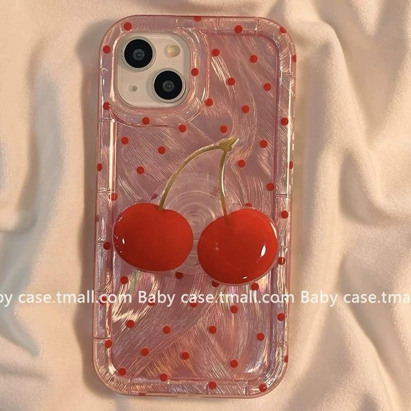 CHERRY RED IPHONE CASE WITH HOLDER S0336
