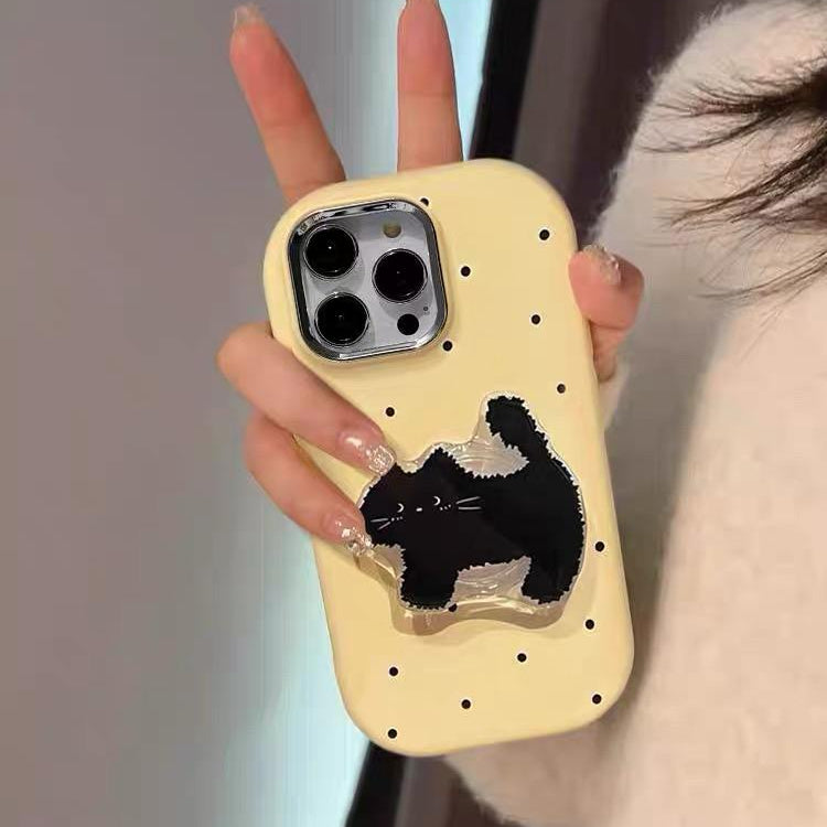 YELLOW CAT IPHONE CASE WITH HOLDER S0341