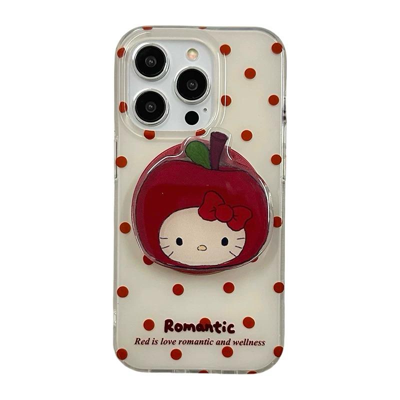 RED POLKA ROMANTIC IPHONE CASE WITH HOLDER S0342