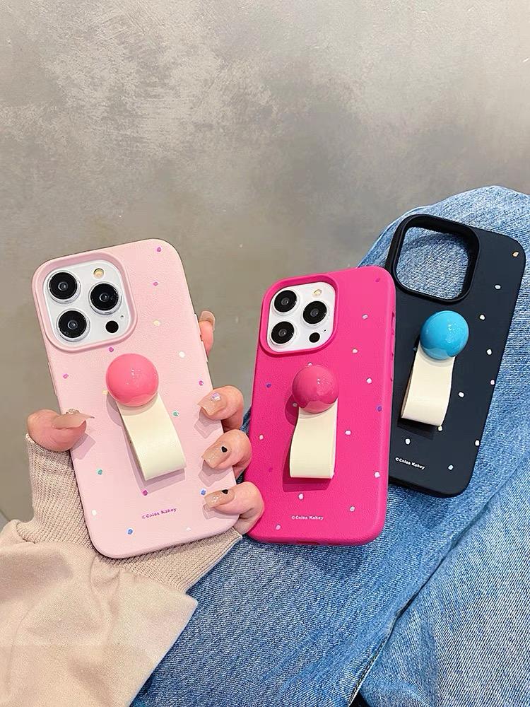 PINK POLKA IPHONE CASE WITH HOLDER S0343