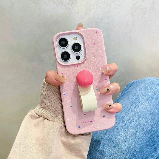 PINK POLKA IPHONE CASE WITH HOLDER S0343