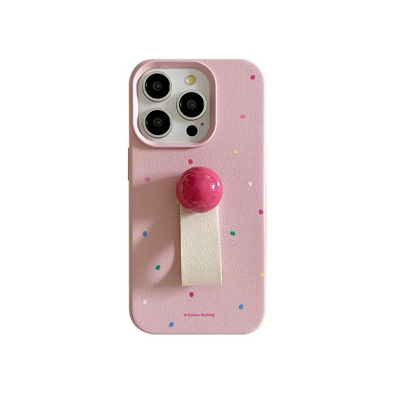 PINK POLKA IPHONE CASE WITH HOLDER S0343