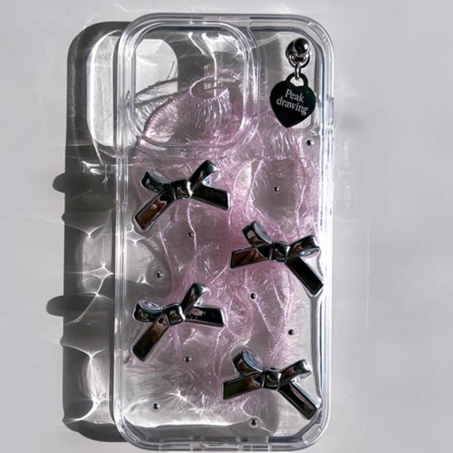 TRANSPARENT SILVER BOWKNOT IPHONE CASE S0345