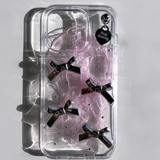 TRANSPARENT SILVER BOWKNOT IPHONE CASE S0345
