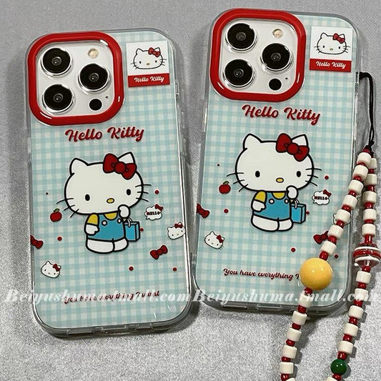 HELLO KITTY RED BLUE IPHONE CASE WITH CHARM  S0323