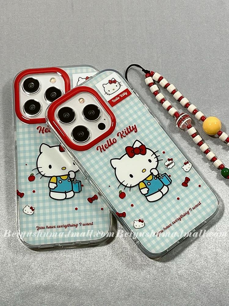 HELLO KITTY RED BLUE IPHONE CASE WITH CHARM  S0323