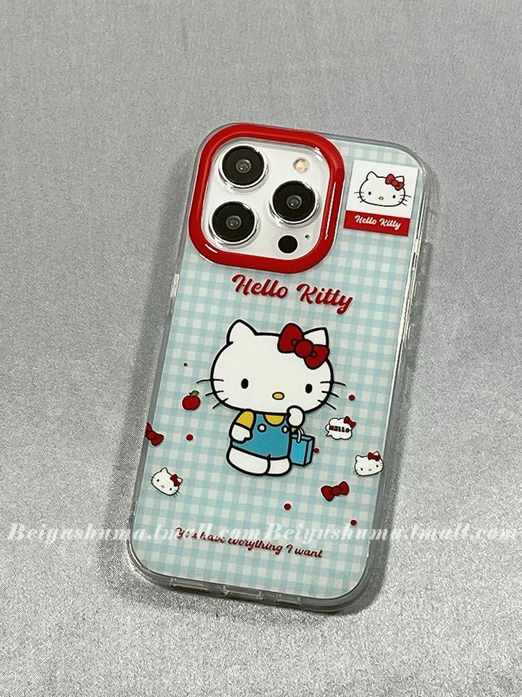 HELLO KITTY RED BLUE IPHONE CASE WITH CHARM  S0323