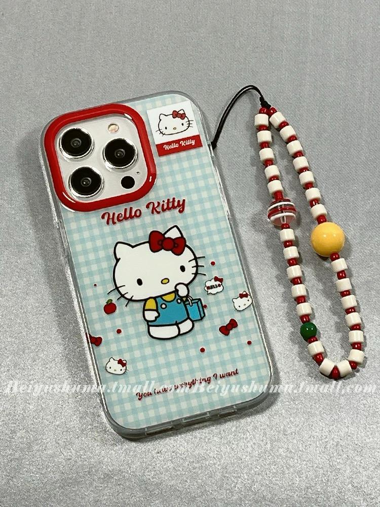 HELLO KITTY RED BLUE IPHONE CASE WITH CHARM  S0323