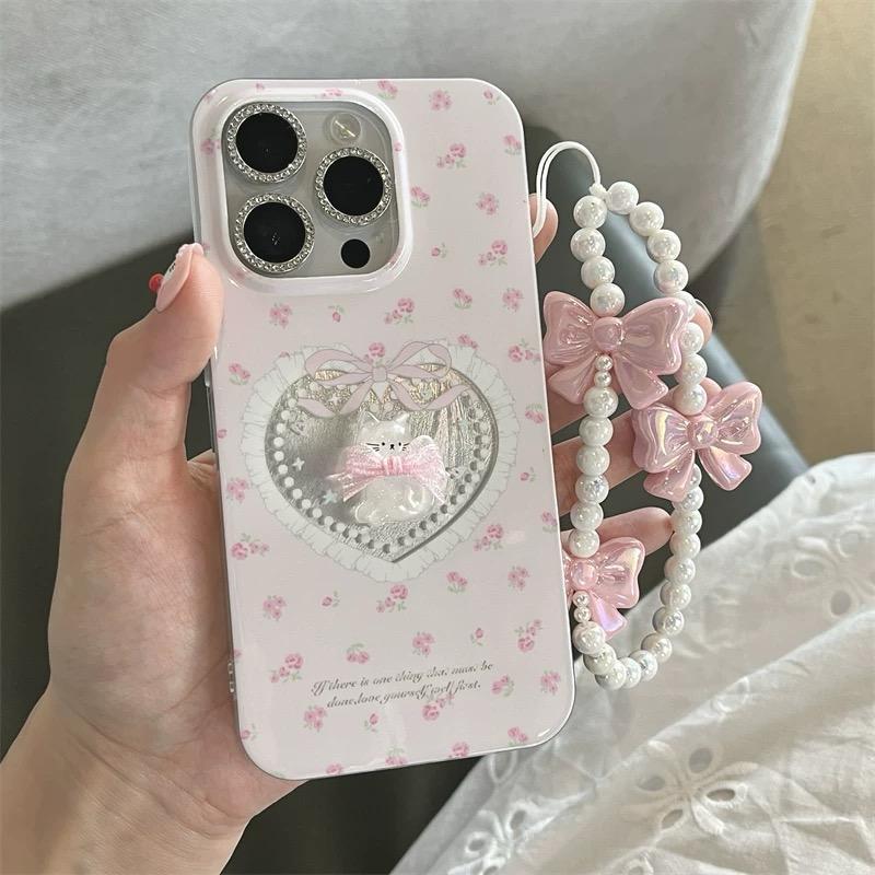 LACE HEART KITTY IPHONE CASE WITH CHARM  S0325