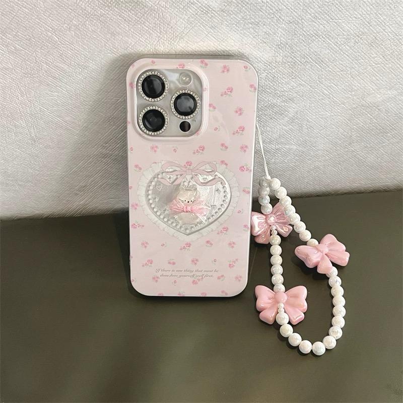 LACE HEART KITTY IPHONE CASE WITH CHARM  S0325