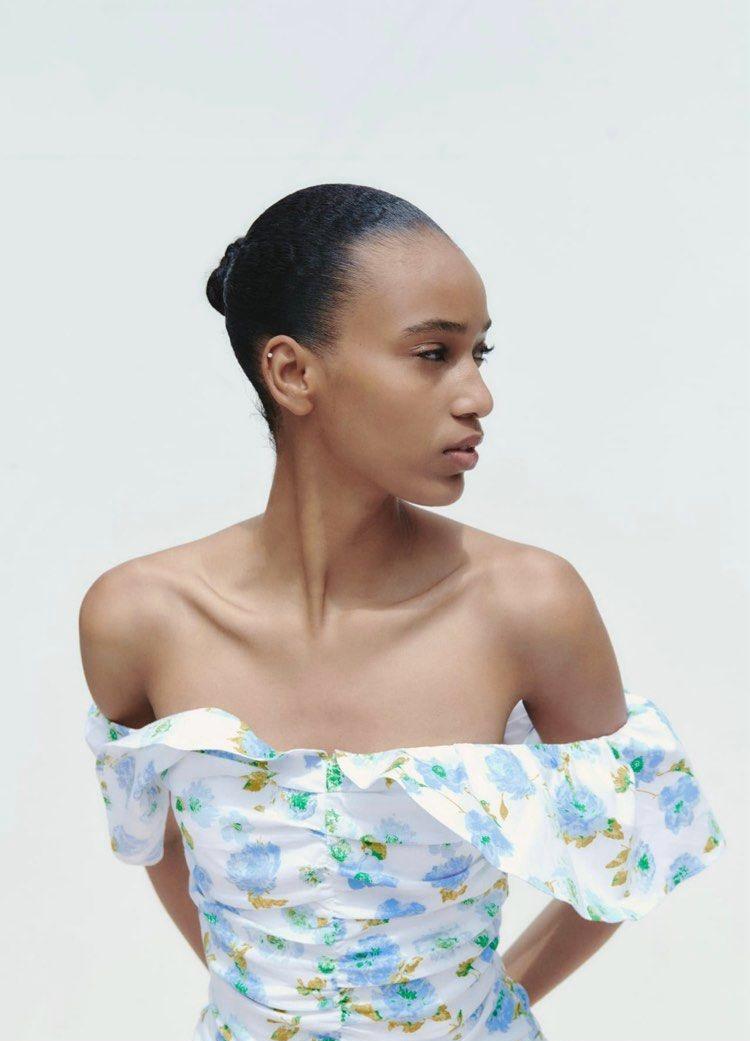 Ruched floral-print mini dress