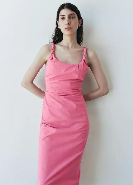 Pink sleeveless midi dress