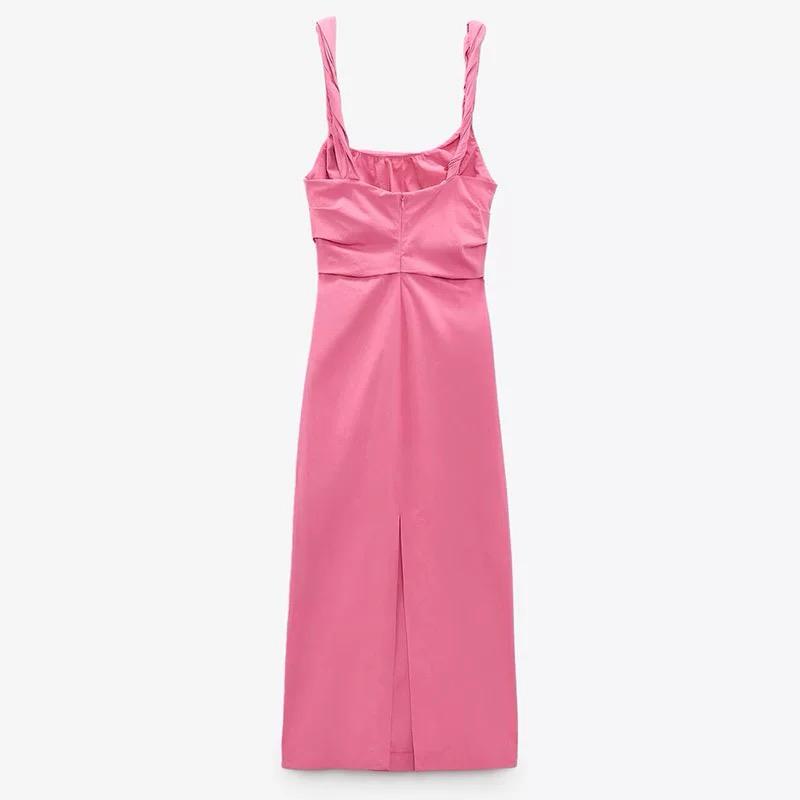 Pink sleeveless midi dress