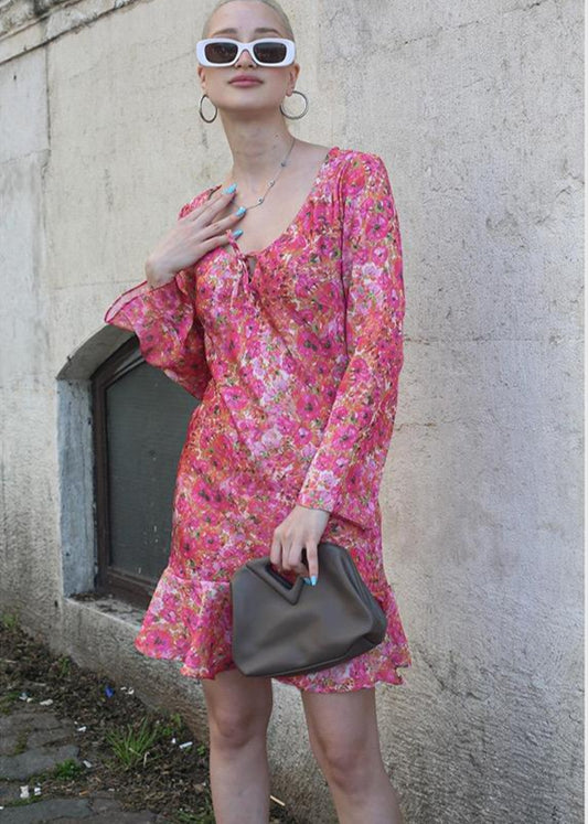 Mini dress with ruffle hem