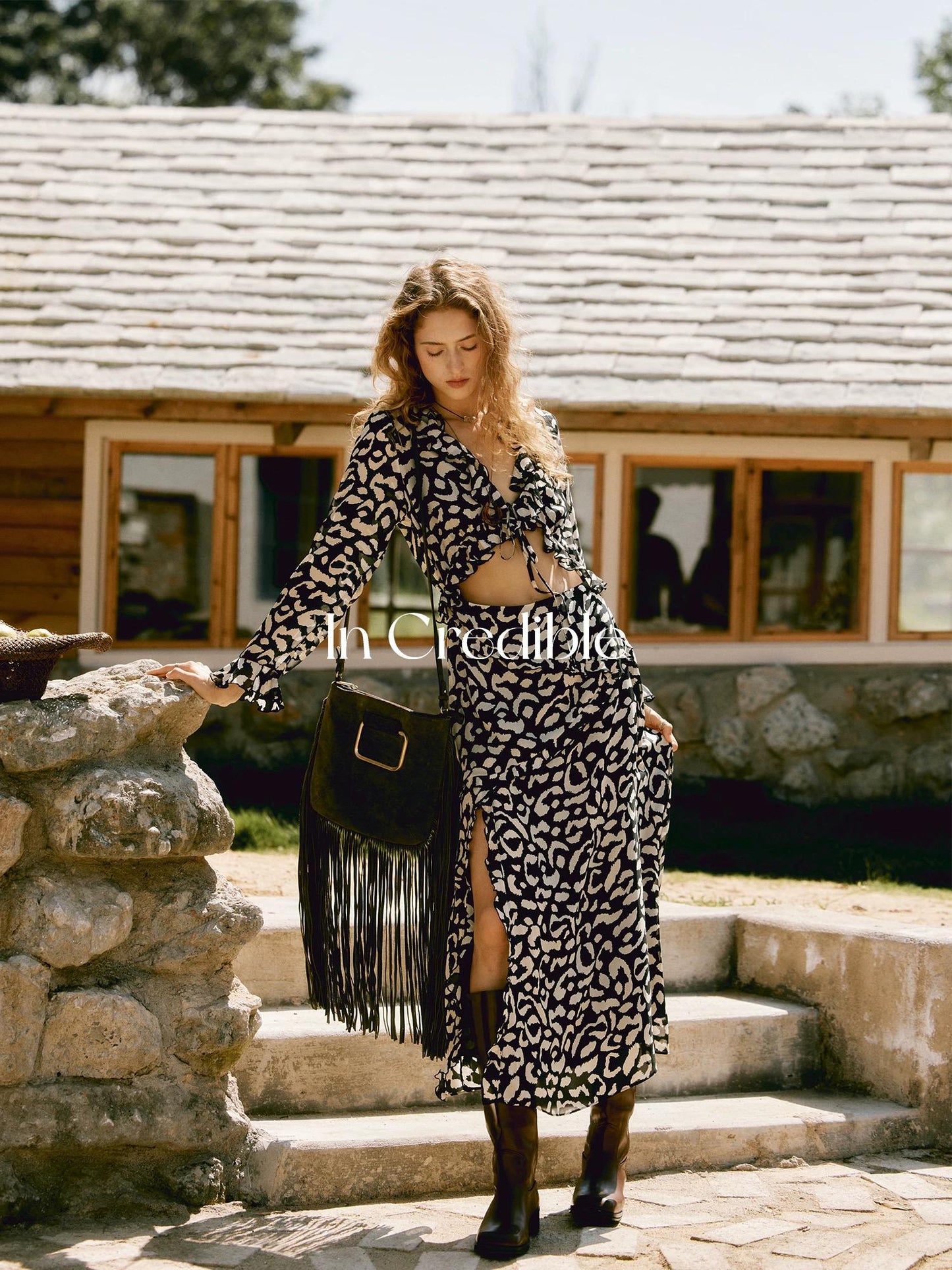 Black Beige Animal Print Dress