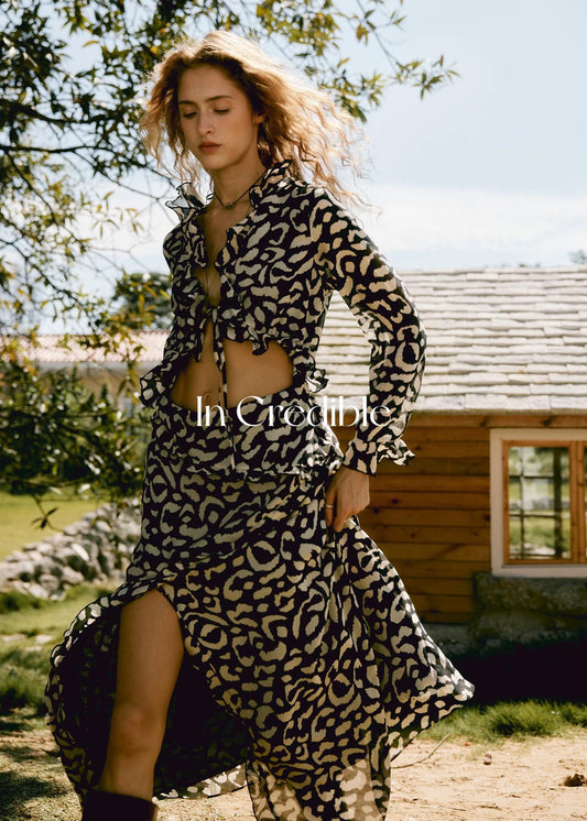 Black Beige Animal Print Dress