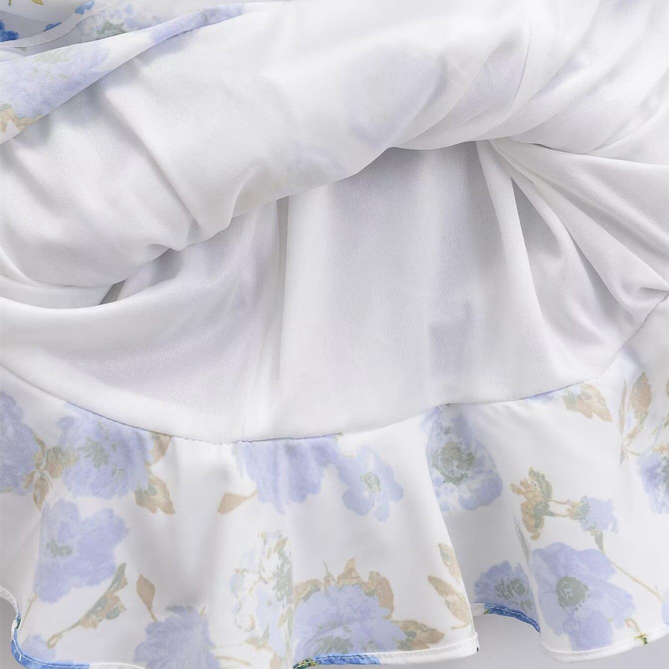 Ruched floral-print mini dress